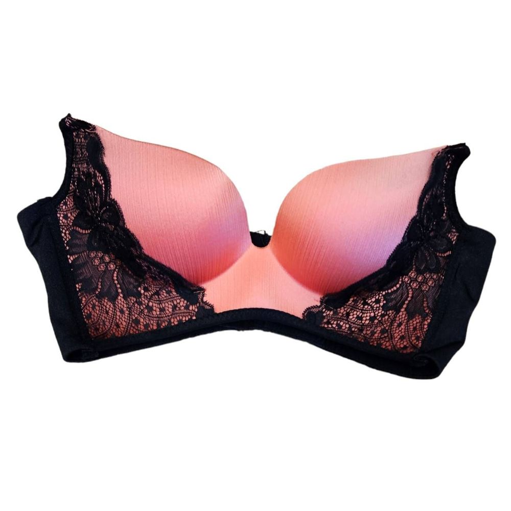 Chuns Coral and Black Lace Padded Push Up Bra 30B
